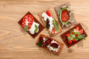 Crispbread open-faced sandwiches