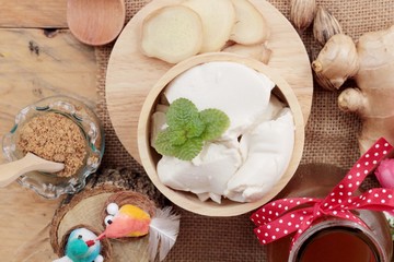 Ginger tea and tofu dessert chinese food.