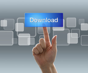 ボタンを押す男性の手（ダウンロード）