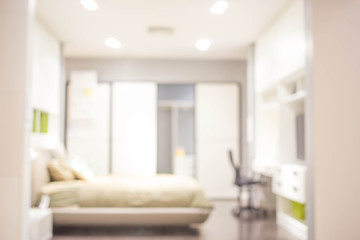 Blur Bedroom Interior of Background, product display template.