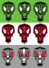 tribal scary halloween skull totem mascot vector illustration