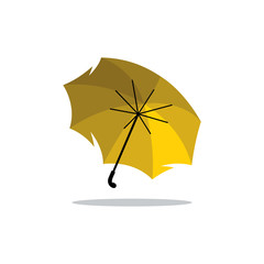 Vector Yellow Umbrella Cartoon Illustration.