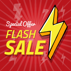 Vector background with lightning, flash sale spesial offer banner, vector illustration