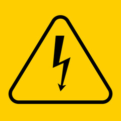 Danger sign with frame, vector illustration of high voltage symbol