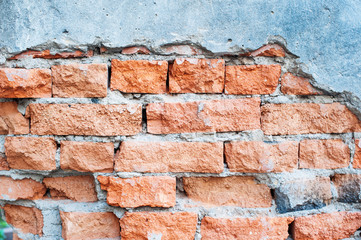 Vintage tone Cracked Old Brick wall for background