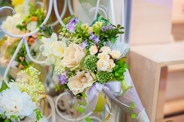 Beautiful decor of flowers for the wedding photo shoot