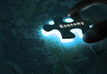 Economy Global Business with Puzzle World