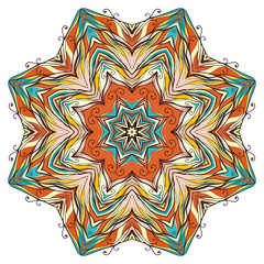 Round mandala kaleidoscopic lace ornamental background