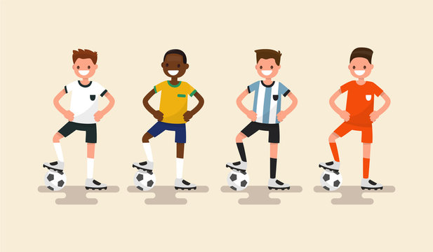 Set of of football players. Vector illustration