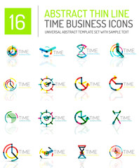 Geometric clock and time icon set