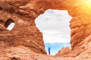 Photographer photographing in Arches National Park