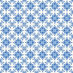 Traditional ornate portuguese tiles azulejos. Vintage seamless pattern. Abstract background. Vector illustration