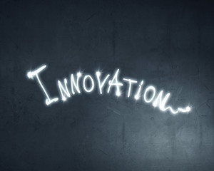 Innovation word on dark backdrop