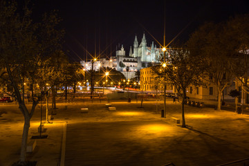 Palma de Mallorca cathedral at night