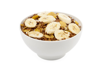 banana cereal in white bowl