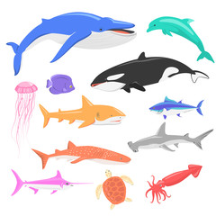 Marine Fauna Set of Aquatic Animals