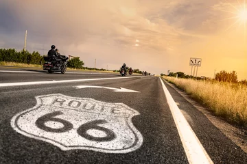 Fotobehang Historische Route 66 verkeersbord © beatrice prève