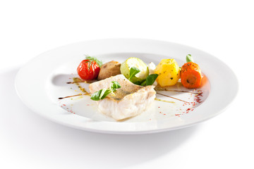 Halibut Steak and Vegetables