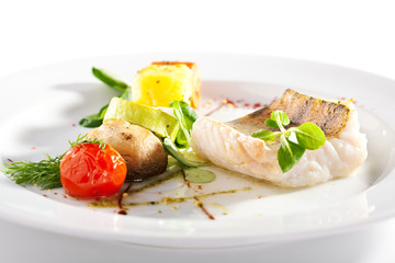 Halibut Steak and Vegetables