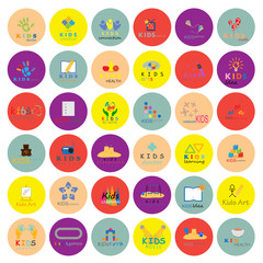 Children Icons Set - Isolated On White Background. Vector Illustration, Graphic Design. For Web, Websites, App