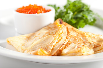 Crepes with Salmon Caviar