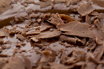 chocolate pieces on melted chocolate