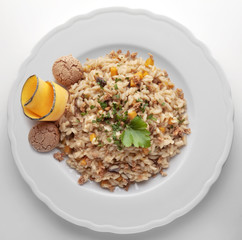 Pumpkin risotto and crispy amaretto