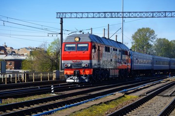 Fototapeta na wymiar Locomotive train on rails