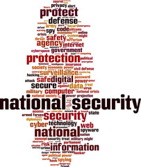 National security word cloud concept. Vector illustration