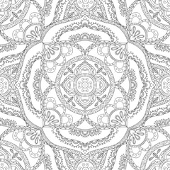 Coloring pages for adults.Decorative hand drawn doodle nature ornamental curl vector sketchy seamless pattern.