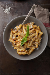 tasty pasta with mushrooms pesto