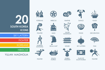 Set of South Korea icons - obrazy, fototapety, plakaty