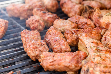 Traditional Romanian Barbecue With Pork Meat Rolls (Mici Or Mititei)