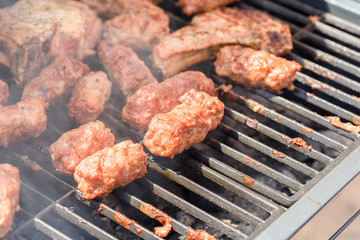 Traditional Romanian Barbecue With Pork Meat Rolls (Mici Or Mititei)