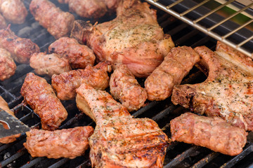 Traditional Romanian Barbecue With Pork Meat Rolls (Mici Or Mititei)