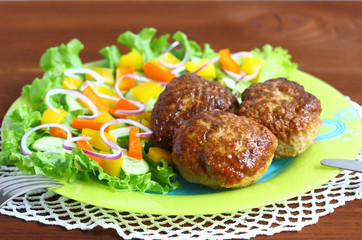 Fried cutlets  and vegetable salad