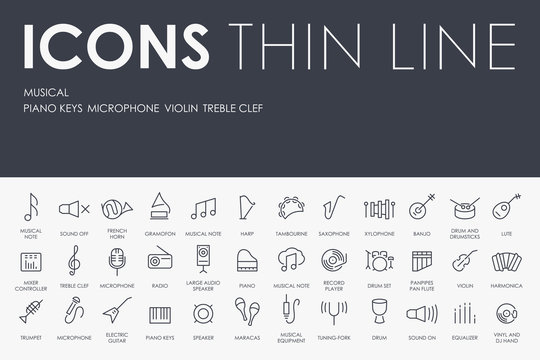 Music Thin Line Icons