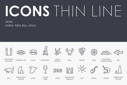 Spain Thin Line Icons