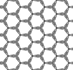 Naklejka premium Vector modern seamless geometry pattern hexagon, black and white abstract geometric background, pillow print, monochrome retro texture, hipster fashion design