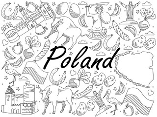 Poland coloring book vector illustration