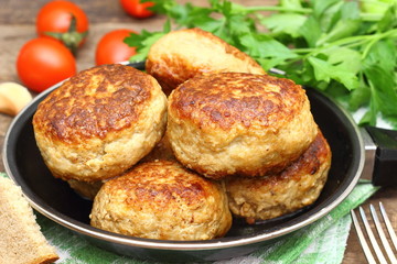 Fried cutlets  and vegetable salad