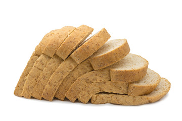 Slice of whole wheat bread, isolated on white background