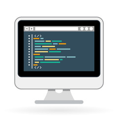 Programming and coding icon - website development on screen