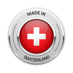 Silver medal Made in Switzerland with flag