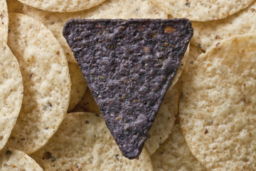 blue and yellow nachos
