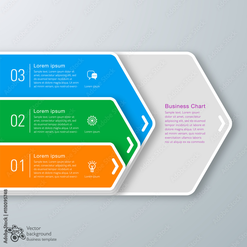 Wall mural infographics vector background 3-step process