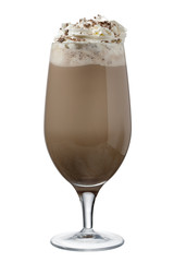 a glass of chocolate shake with whipped cream