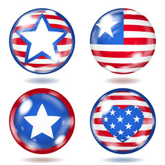 Round glass buttons with USA symbols