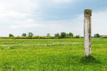 concrete pole in a meadow