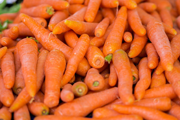 carrots, fresh vegetables on the market in Greece